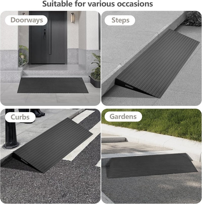 GANSNAY 0.6" Rise Threshold Ramps for Doorways, Driveways, Heavy Duty Solid Rubber 3000lbs Capacity, Non-Slip & Cuttable Handicap Ramp for Wheelchairs, Scooters, Strollers, Curbs- 0.6″Rise (35″×5.5″) - Image 3